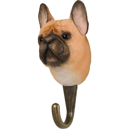 Hand Carved French Bulldog Hook