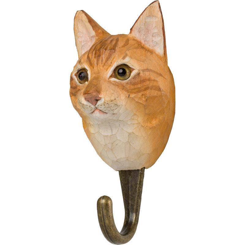 Hand Carved Cat Ginger Hook