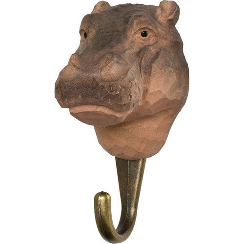 Hand Carved Hippopotamus Hook