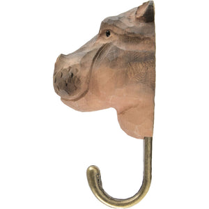 Hand Carved Hippopotamus Hook