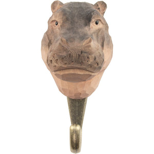 Hand Carved Hippopotamus Hook