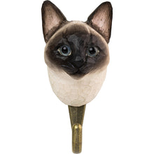 Load image into Gallery viewer, Hand Carved Siamese Cat Hook