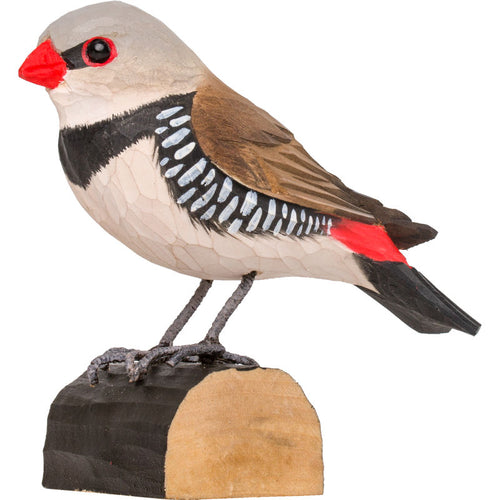 Hand Carved DecoBird Diamond Firetail