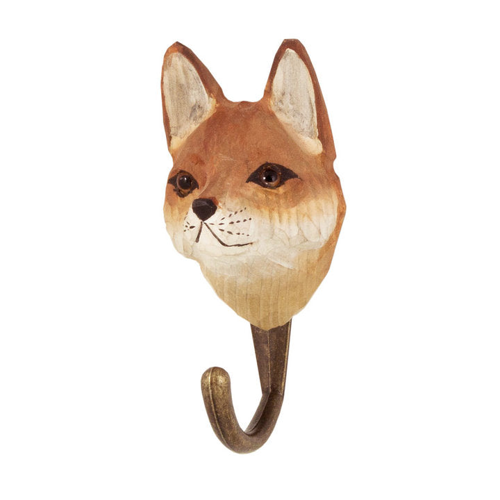 Hand Carved Red Fox Hook