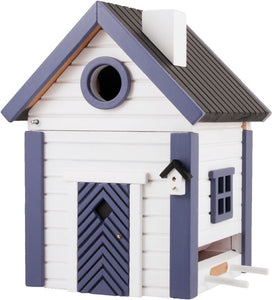 Multiholk - White and Blue Cottage Bird Feeder Bird House