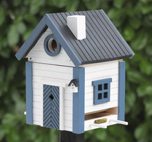 Load image into Gallery viewer, Multiholk - White and Blue Cottage Bird Feeder Bird House
