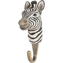 Load image into Gallery viewer, Hand Carved Zebra Hook