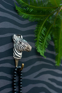 Hand Carved Zebra Hook