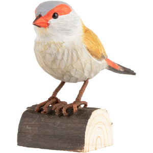 Hand Carved DecoBird Red-Browed Finch