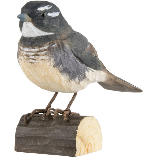 Hand Carved DecoBird Grey Fantail
